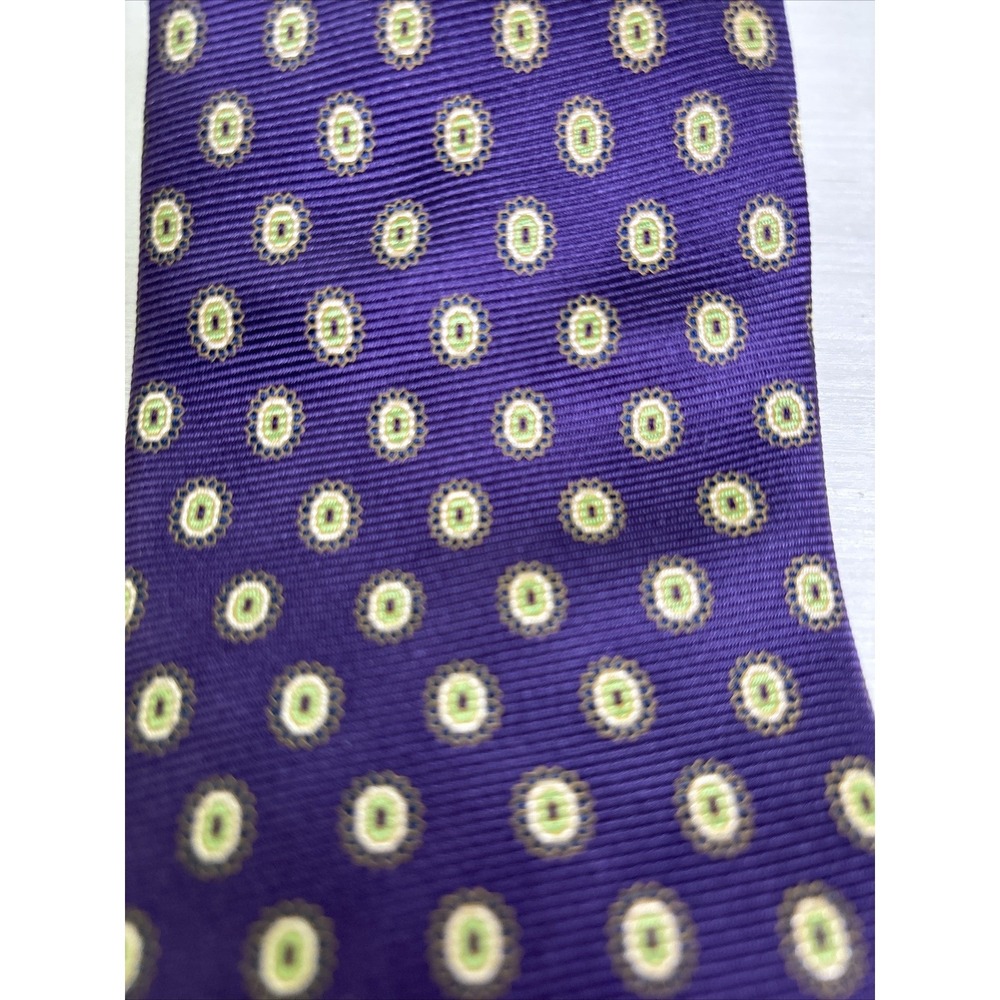 Brooks Brothers Makers Purple Yellow Circle Silk Neck Tie 58" Classic‎
